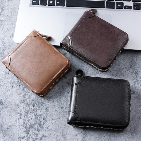 二つ折り財布 メンズ  PU レザー 多カードポケット 小銭入れ ファスナー ビジネス 大容量 コンパクト 薄型 通勤 カジュアル プレゼント ギフト 爆買
