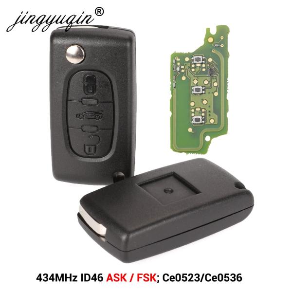 並行輸入品 JINGYUQIN-3ボタンカーリモコン シトロエンC1 C2 C3 C4 C5 ベルランゴ ピカソ用アラーム CE0536 523 ASK/FSK