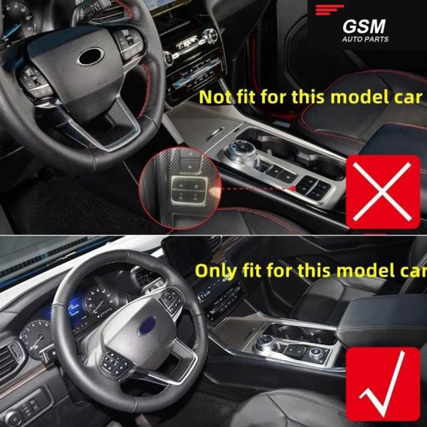 並行輸入品LHD カーアクセサリー フォード エクスプローラー 2020-24 カーボンプリント インテリア ギア ボックス パネル カバー トリム 2個