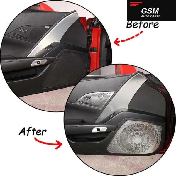 並行輸入品 シボレー コルベット C7 2014-2019 ステンレス インナードア スピーカー ネット 装飾 カバー トリム