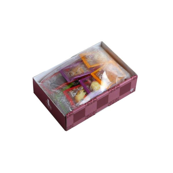 商品概要一口サイズのあられやお煎餅八種を一つずついろどり鮮やかにお包みいたしました。小分けがしやすいので、お手土産や、贈り物、お供え物にも適しております。内容量　　60g入商品サイズ　縦195×横135×高さ60mm賞味期限賞味期限はお届け...