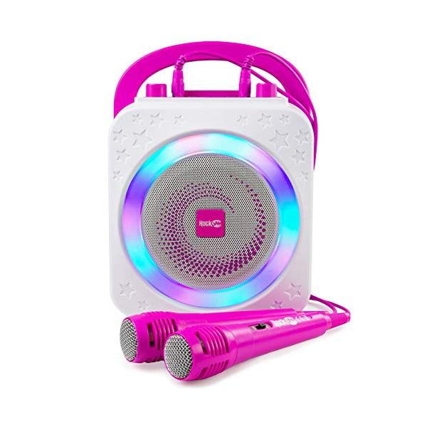 RockJam Bluetooth カラオケマイク 手持ちマイク2本 内蔵バッテリー Party Karaoke Machine Pink