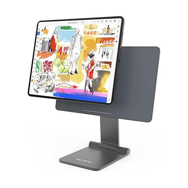 ホワイトブラウン KU XIU 折りたたみ式マグネットスタンド iPad Pro