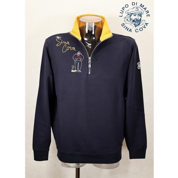 ★シナコバ＜３０%OFF・SINA COVA & Guest-One コラボ　限定品＞秋冬ジップトレーナー＜Mサイズ・Ｌサイズ・ＬＬサイズ＞ネイビー-kt311