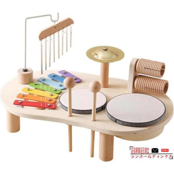 【ドラムと木琴の木製打楽器】ドラムを叩きながら、木琴を叩きながら、子供たちは自分たちの音楽を作り、子供たちの手と目のコーディネーションと指先の器用さを高め、子供たちの音楽啓蒙を促進し、色、メロディーの認識を広げます。【優れた材質】キッズ楽器...