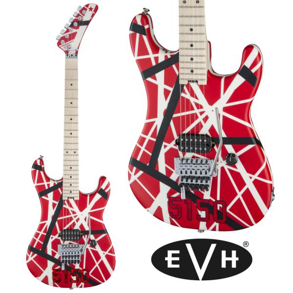 EVH Striped Series 5150 - Red with Black and White Stripes / Maple -�s�G���L�M�^�[�t