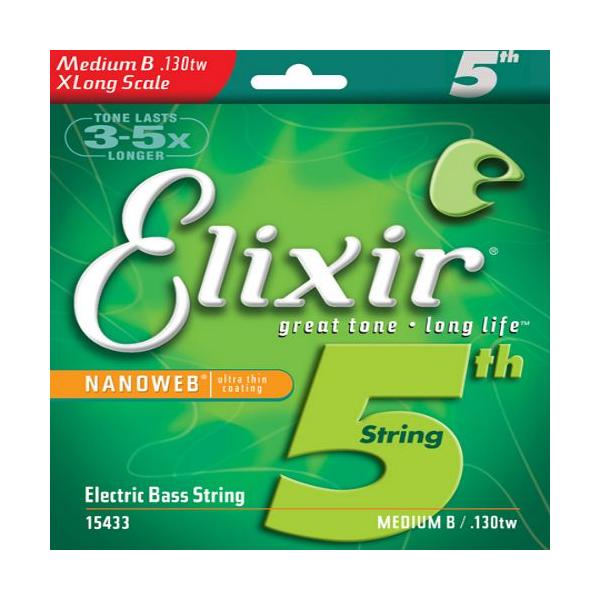 Elixir NANOWEB Medium Low-B Extra Long Scale 15433 5x[Xp o