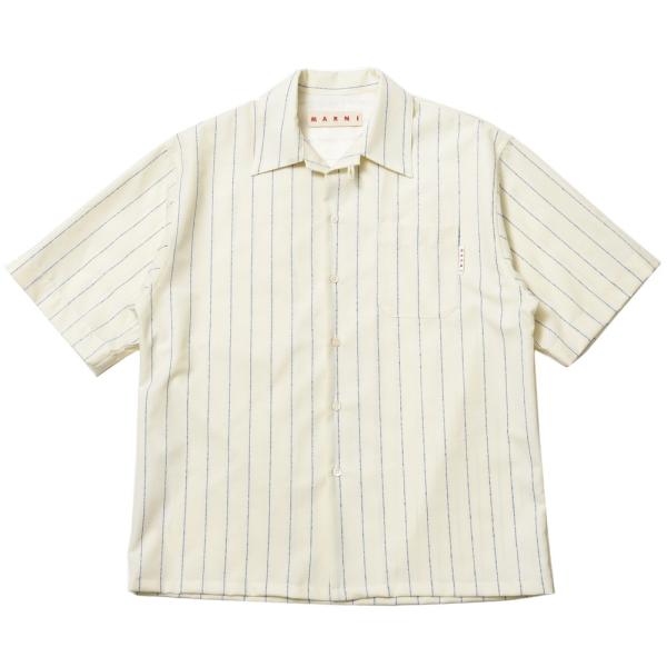 MARNI（マルニ）ウールフレスコストライプオープンカラーS/Sシャツ