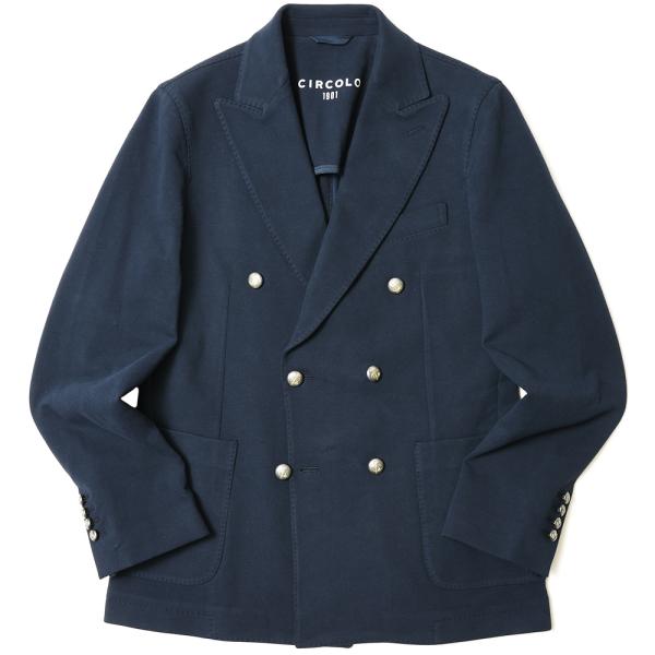 【美品】CIRCOLO ストレッチコットンジャージーダブル6Bジャケット CIRCOLO1901（チルコロ1901）ウォッシャブルコットンジャージ6Bダブル