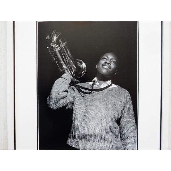●Hank Mobley/Soul Station Recording session Photo 1960/アートピクチャーの額装品●アートピクチャーサイズ（約36cmx26cm） ●額　木製/ホワイト/アクリル仕様　外枠寸法　約53cｍ...