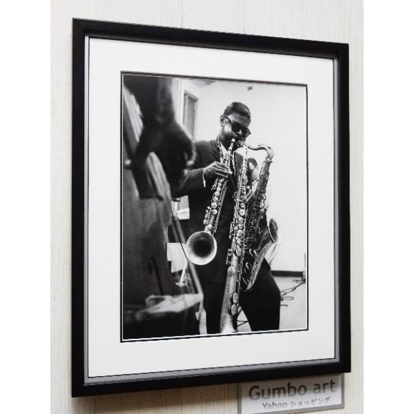 ●ローランド・カーク/First Recording Session 1960/アートピクチャーの額装品●アートピクチャーサイズ（約32cmx25cm）●額/木製/ホワイト＆ブラック/シルバーライン/黒額/アクリル仕様　　外枠寸法　約44c...