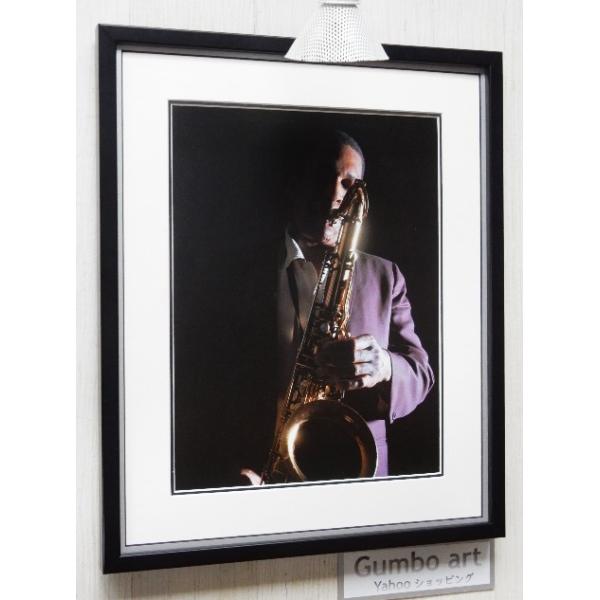 ●ジョン・コルトレーン/1966.NY.アートピクチャーの額装品●John Coltrane.Studio Photo.New York 1966●アートピクチャーサイズ（約32cmx25cm）●額/木製/ホワイト＆ブラック/シルバーライン...