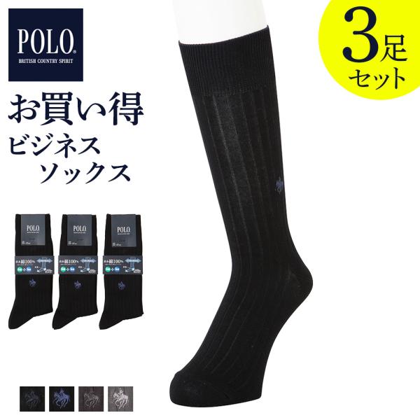 POLO BCS（ポロ・ビーシーエス） グンゼ 3足組 靴下 メンズ ビジネス