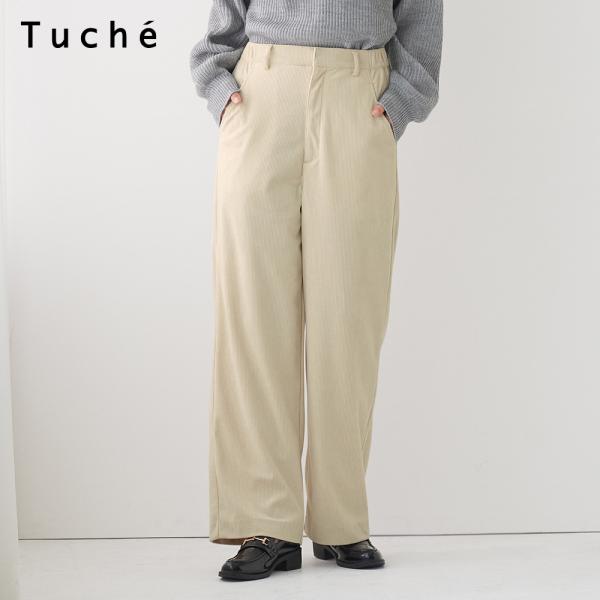 Tuche グンゼ コーデュロイ ワイドパンツ 秋 冬 レディース ストレッチ