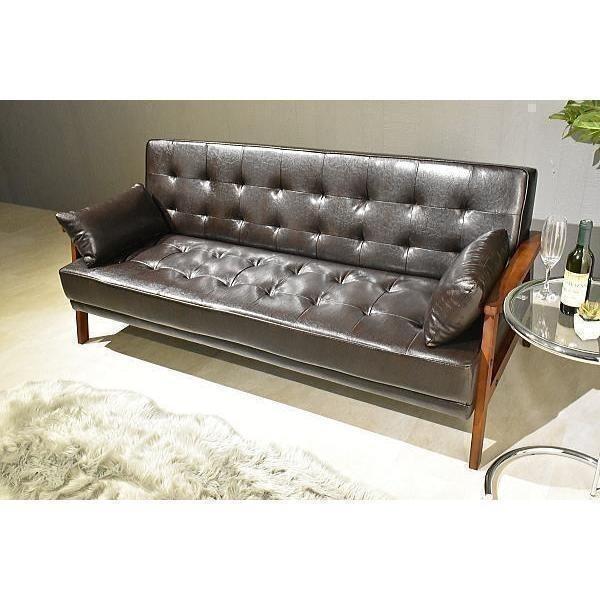 ソファ ソファベッド 天然木 肘付 3Pソファ 3人掛け ベッド