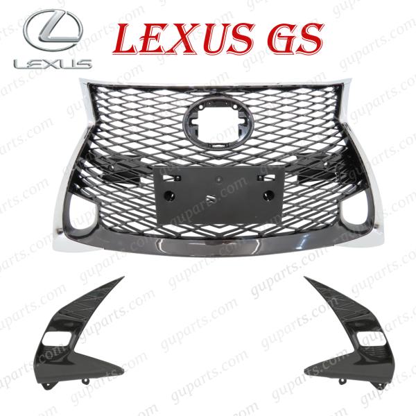レクサス GS L10 系 後期 F スポーツ スピンドル メッシュ グリル フォグ グリル メッキ 53101-30B40 53101-30870 フェイスチ