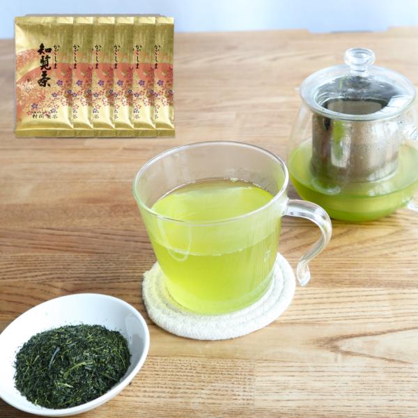 ◇送料無料 かごしま知覧茶 金印 1袋100g入り×6袋 村岡製茶 後岳銘茶 お茶 日本茶 茶葉 煎茶 鹿児島県産 特産品