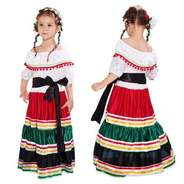 ハロウィン 衣装メキシコ風 子供用 ハロウィン衣装 メキシコ風コスプレガールズ ハロウィーン コスチューム女の子亡霊節パーティー舞台演出服