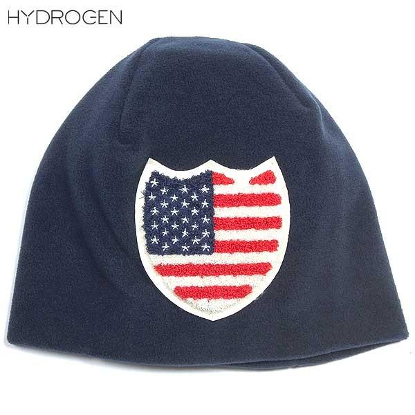 ハイドロゲン HYDROGEN メンズ 帽子 ニット帽 ユニセックス可 アメリカ国旗ワッペン付パイル地ニット帽 紺 138013 BLUENAVY  278 (R12600) 13A
