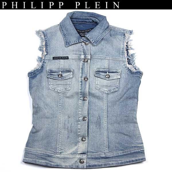フィリッププレイン(PHILIPP PLEIN) レディース デニム ベスト smile SS14 CW260271 07MB merldlan  blue 14S