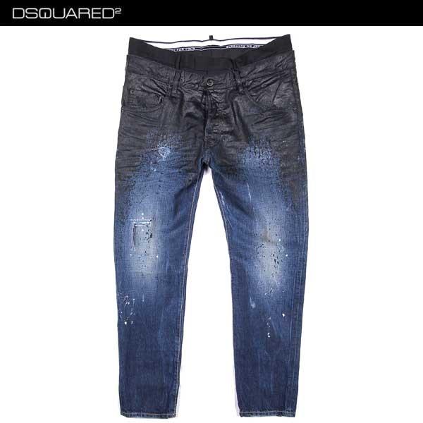 人気ブランドの デニムパンツ ボトムス パンツ メンズ Dsquared2 ディースクエアード ダーティー ダメージ ペンキ加工デニムパンツ R 61s ブルー ジーンズ デニム サイズ 48 Selfd Id