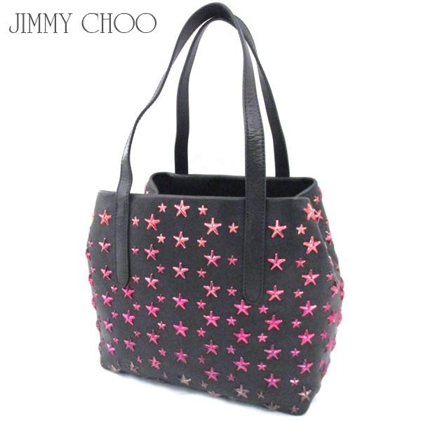 ジミーチュウ Jimmy Choo レディース 鞄 バッグ トートバッグ ユニセックス可 ロゴ SOFIA S  ピンクスタースタッズ・ロゴ付きトートバッグ(S) 黒 (R196560) 81S