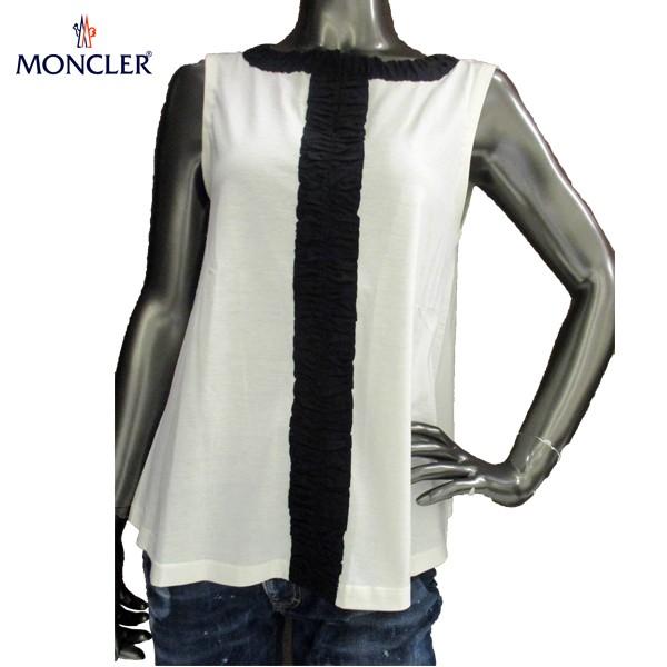 モンクレール MONCLER レディース トップス 半袖 シャツ ノースリーブ フロントブラックラインデザインノースリーブシャツ 8082500  8390X 035 (R40800) 81S