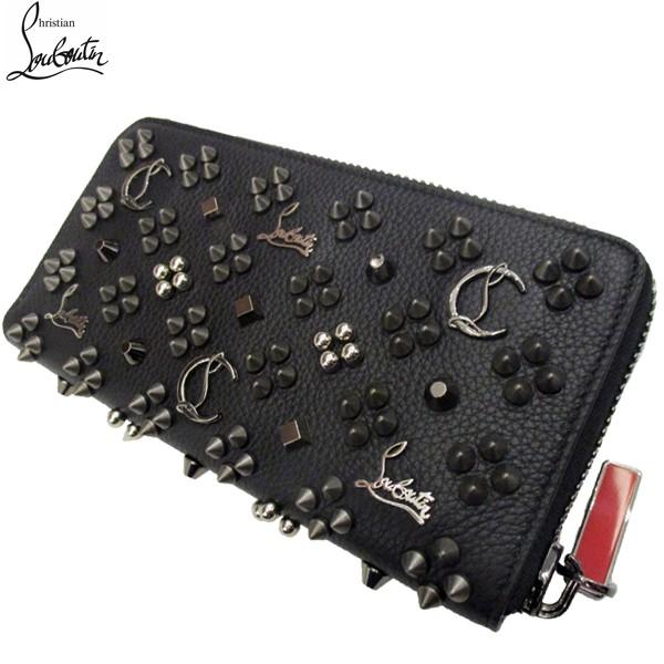 クリスチャンルブタン 長財布 スタッズ ロゴ ジップウォレット レザー