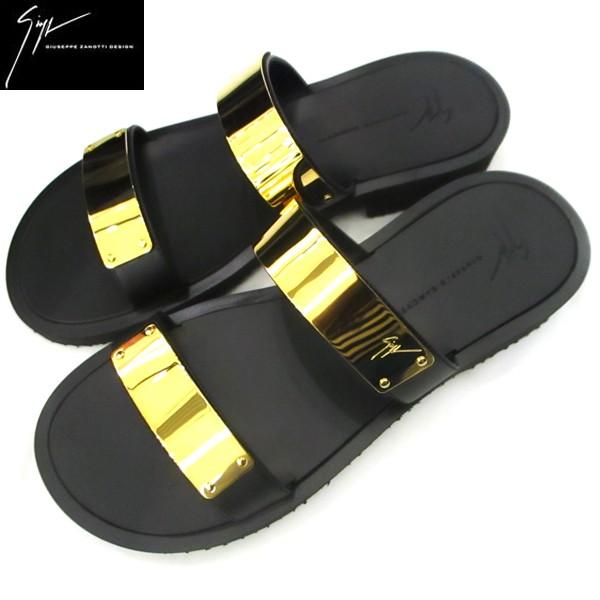 ジュゼッペザノッティ GIUSEPPE ZANOTTI メンズ 靴 サンダル ゴールドプレート付コンフォートサンダル ブラック EU80079  78581 BLACK (R96120) 81A