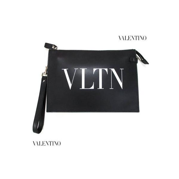 ヴァレンティノ VALENTINO メンズ 鞄 バッグ クラッチバッグ ロゴ ユニセックス可  スタッズ付ストラップ・VLTNロゴプリントレザークラッチバッグ バレンティノ
