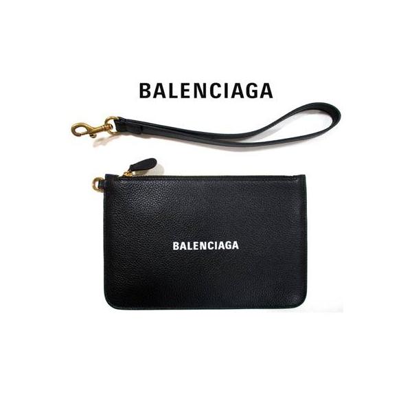 バレンシアガ BALENCIAGA レディース 鞄 バッグ クラッチバッグ ロゴ unisex可  ポーチ型・BALENCIAGAロゴプリント・ストラップ付きレザミニクラッチバッグ