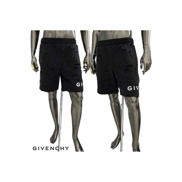 ジバンシー ハーフパンツ メンズ GIVENCHY 全体ダメージ 裾ロゴ 同