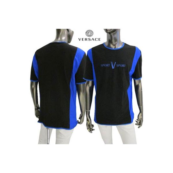 ヴェルサーチスポーツ Versace メンズ トップス Tシャツ 半袖 ブランドロゴ ブルーライン入りtシャツ ブラック 色違い ホワイト あり Rt2741 303 Bl Rt2741 30 ガッツブランドショップ 通販 Yahoo ショッピング