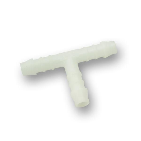 燃料ホース分岐用セパレーター。シングルアウトのコックからデュアルインのレーシングキャブレター等に接続する場合の必需品。材質は耐油・耐熱の強化プラスチック製。ご使用の燃料ホース径をご確認の上、サイズをお選び下さい。T型セパレーター内径8mmホース用