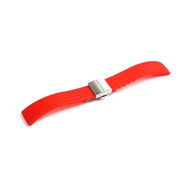腕時計 ラバー ベルト 20mm 22mm 24mm 赤 プッシュ式 Dバックル rpd