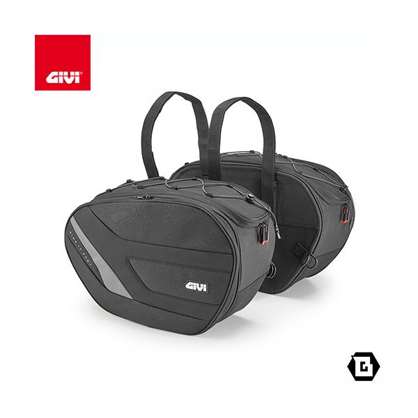 GIVI EASY11は、18〜25Lに拡張可能なソフトサイドバッグ左右セットで、軽量さと使いやすさを両立したモデルです。シート下を通すベルクロストラップで確実に固定でき、フットペグに掛ける補助ストラップにより走行時の安定性も向上。背面はR...