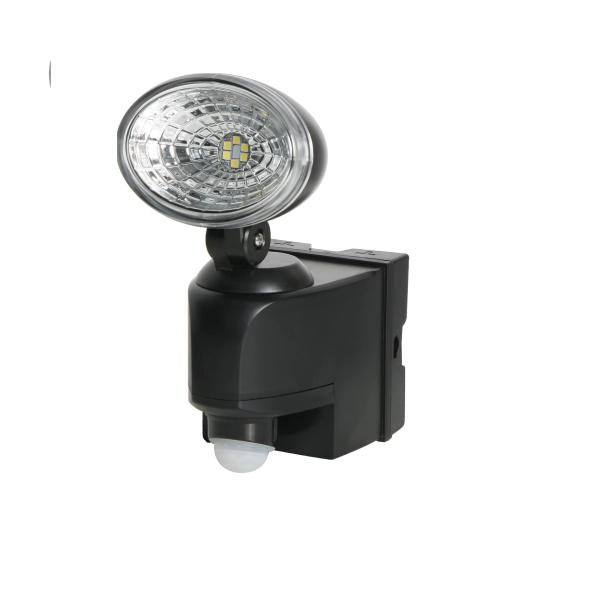 【電池式LED防犯センサーライト】 コンパクトな1灯式/300ルーメン/ホワイト色、乾電池・充電池兼用 固定用L型クランプ台付き 型番：GW-BT105(1P)