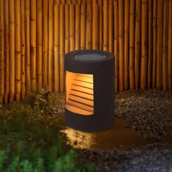 GWSOLAR「露地」ソーラー庭園灯焦茶色 円柱形 磁器・30ルーメン】Smart Lighting ( 型番：GW-CR102WW(1P)