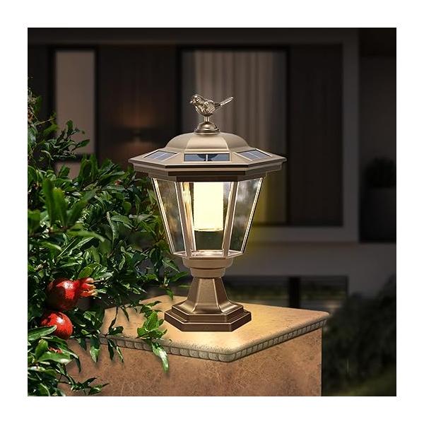 GWSOLARソ−ラ−ランタン玄関灯 かわいい小鳥模様 Smart Lighting 1個いり　六面ソーラーパネルで全角度充電　型番：GW-PL116/WWL-N