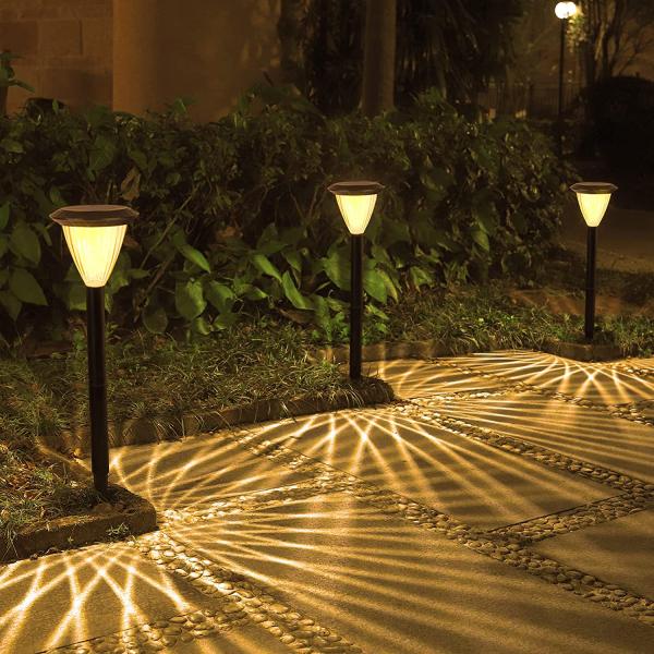 【Smart Lighting ガーデンライト 3個組セット、電球色】翌朝まで長持ち点灯!!　ソーラーライト 屋外  明るさ 50LM  GWSOLAR 型番：GW-PL124WW-3P