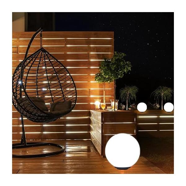 GWSOLAR 庭園門柱灯 ボール形 直径20cm  Smart Lighting ソーラーライト リモコンで点灯時間選び 昼光色・電球色・白色調節 型番：GW-RMDO319-20