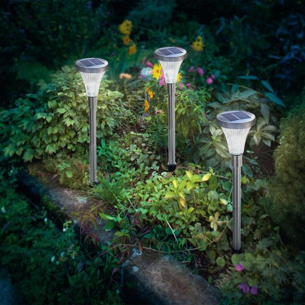 ★スタイリッシュモダンな光！ソーラー ライト２個組 76 cm ステンレスポール GWSOLAR【アルミポールソーラーライト 高さ70cm 2個組 】直径7cm