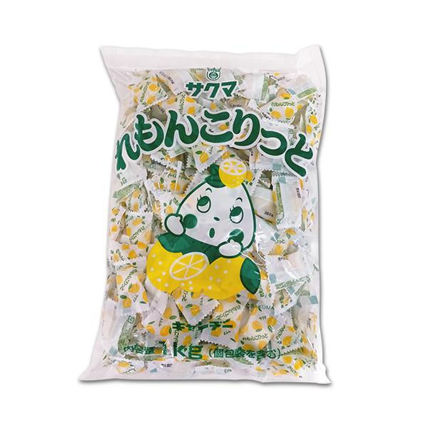 サクマ製菓　れもんこりっと　1kg　1袋　レモンキャンディ　コストコ　Costoco　飴　あめ　プチギフト　徳用　シェア　遠足　お菓子　おやつ