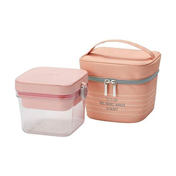 保冷サラダコンテナー 二段式 ピンク 保冷ポーチ付き