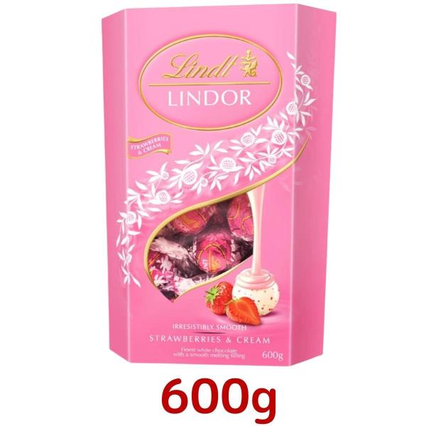 リンツ リンドール ストロベリーアンドクリーム 600g ホワイト チョコレート 個包装 イチゴ 大容量 お菓子 ボンボン トリュフ Costco コストコ
