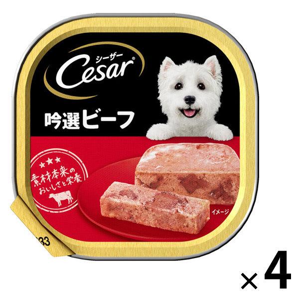 シーザー 犬 吟選ビーフ 100g 4個 ドッグフード ウェット トレイ