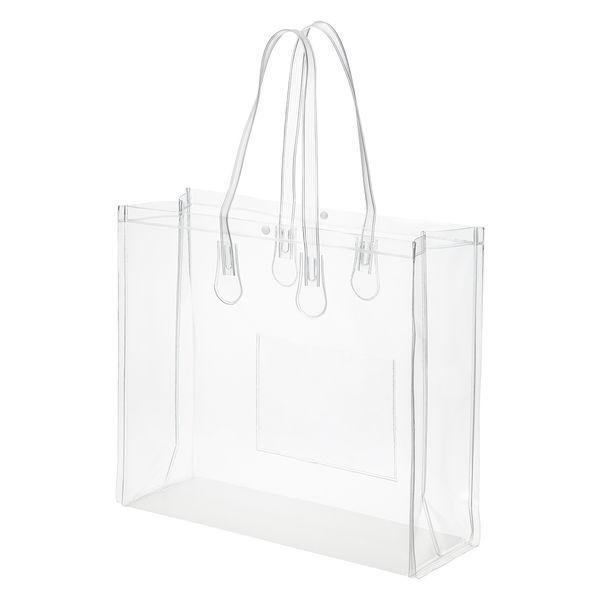 アスクル　シースルーバッグ（ビニールトートバッグ）　B4横ワイド　ポケット付き　1枚  オリジナル