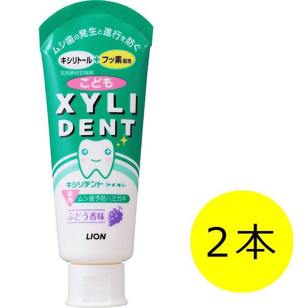 歯磨き粉 子供用 キシリデントライオン こどもハミガキ ぶどう 1セット（2本） ライオン