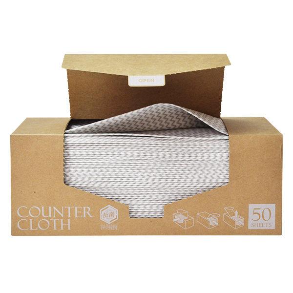 抗菌 カウンタークロス 厚手 グレー ボックスタイプ 1箱（50枚入）ストリックスデザイン