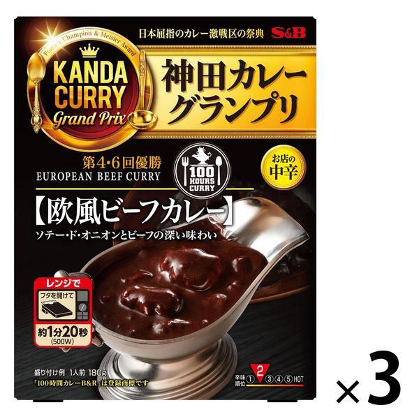 エスビー食品 神田カレーグランプリ 100時間カレーB＆R 欧風ビーフカレー 1セット（3個）レトルト レンジ対応